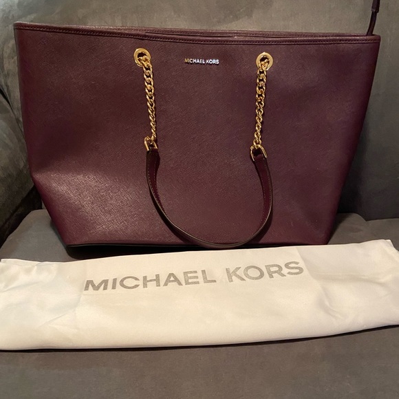 Michael Kohrs Leather Purple Tote - Picture 1 of 4